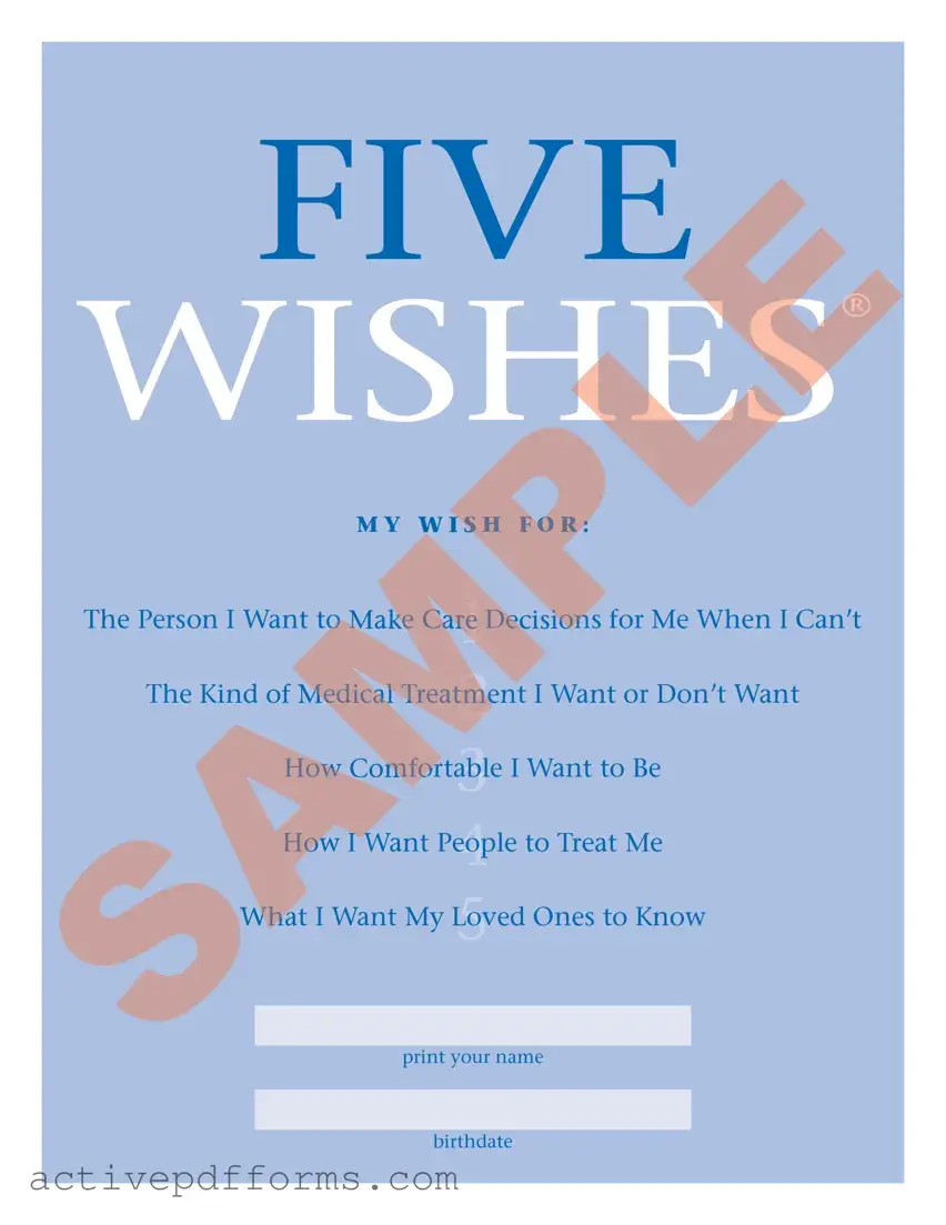 Free 5 Wishes Document PDF Template