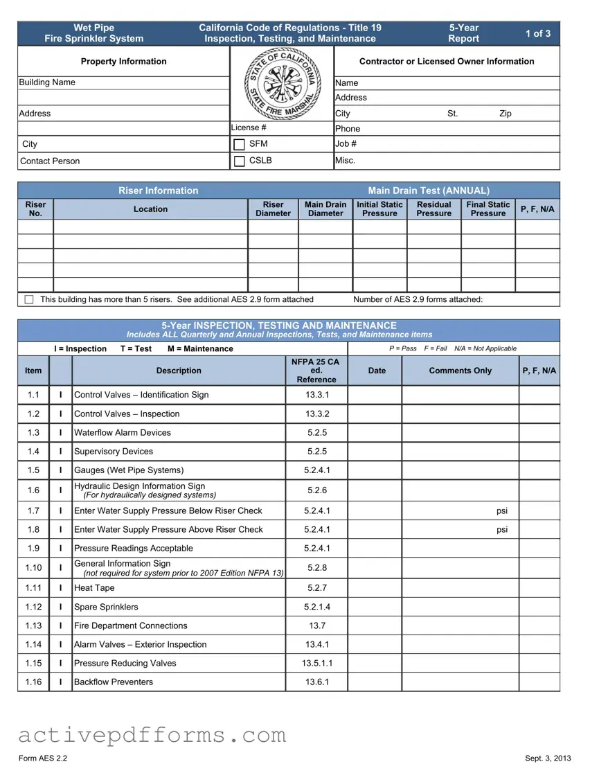 Free 5 Year Fire Sprinkler Inspection PDF Template