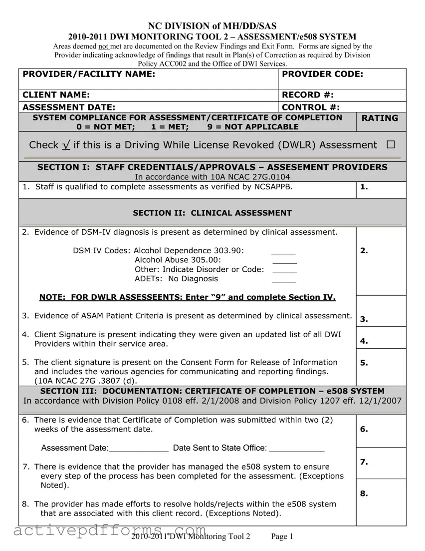 Free 508 From Nc Dwi Services PDF Template