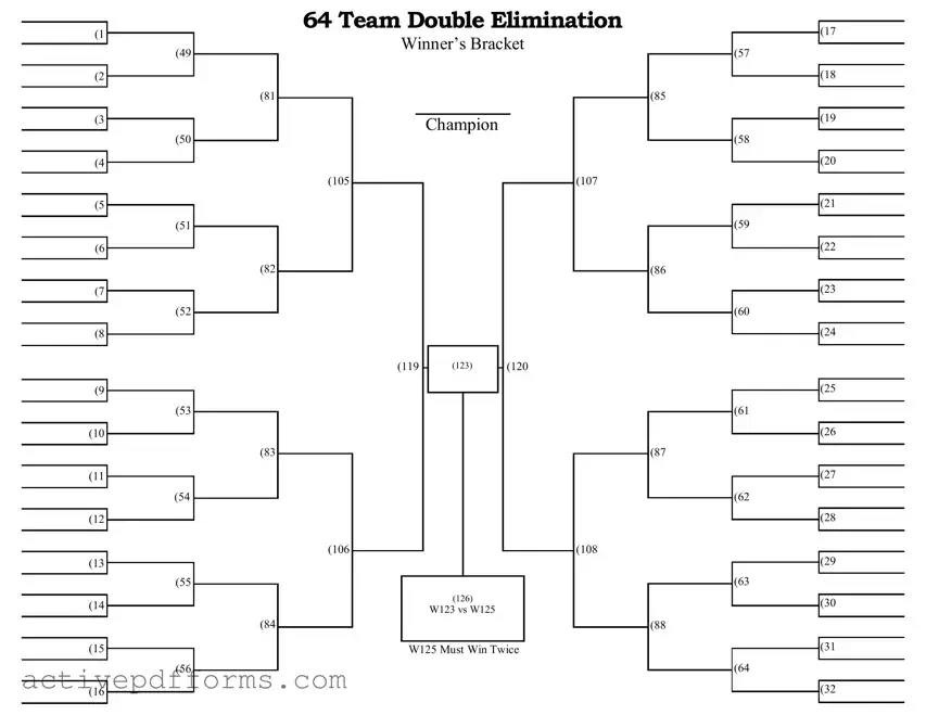 Free 64 Team Double Elimination Bracket PDF Template