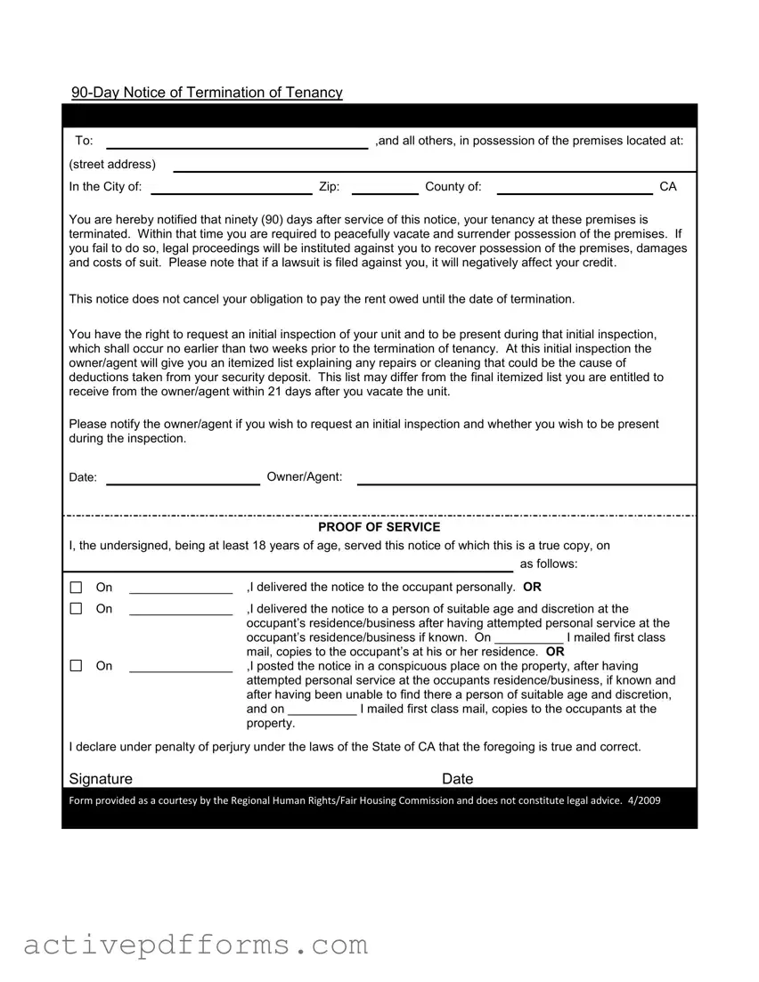 Free 90 Day Notice To Move Out PDF Template