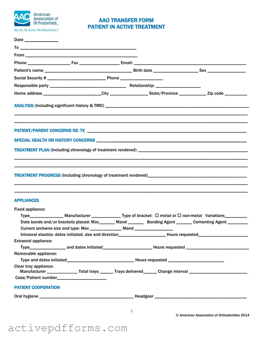 Free Aao Transfer PDF Template