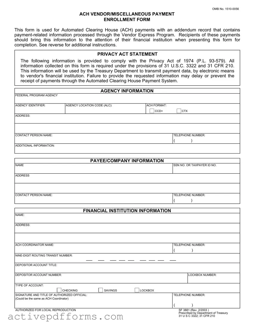 Free Ach Vendor Payment PDF Template