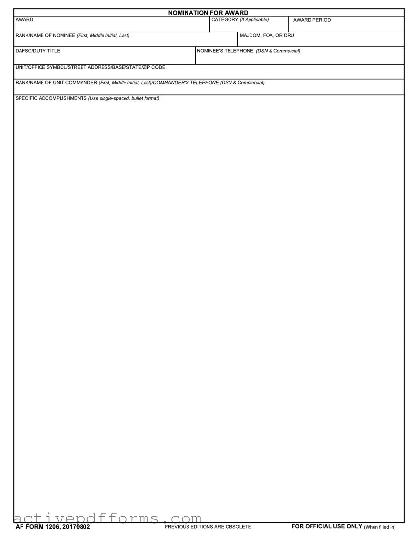 Free Af 1206 PDF Template