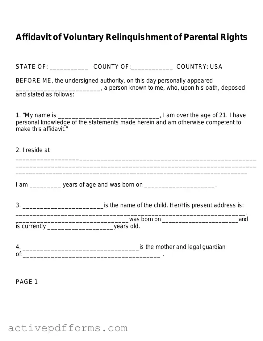 Free Affidavit Parental Rights PDF Template