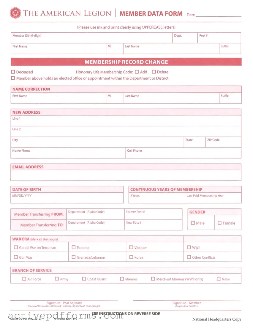 Free American Legion Transfer PDF Template