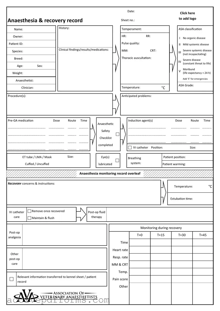 Free Anesthesia Record PDF Template