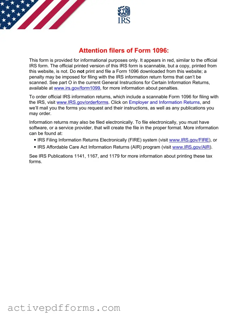 Free IRS 1096 PDF Template