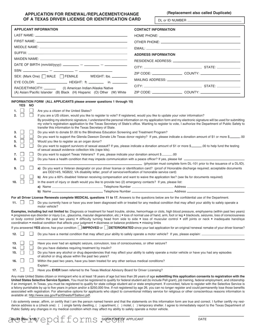 Free DL-43 PDF Template