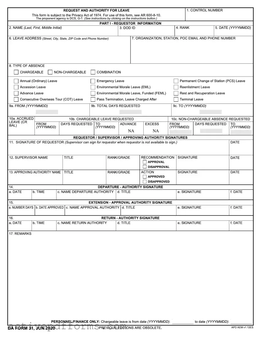 Free Da 31 PDF Template