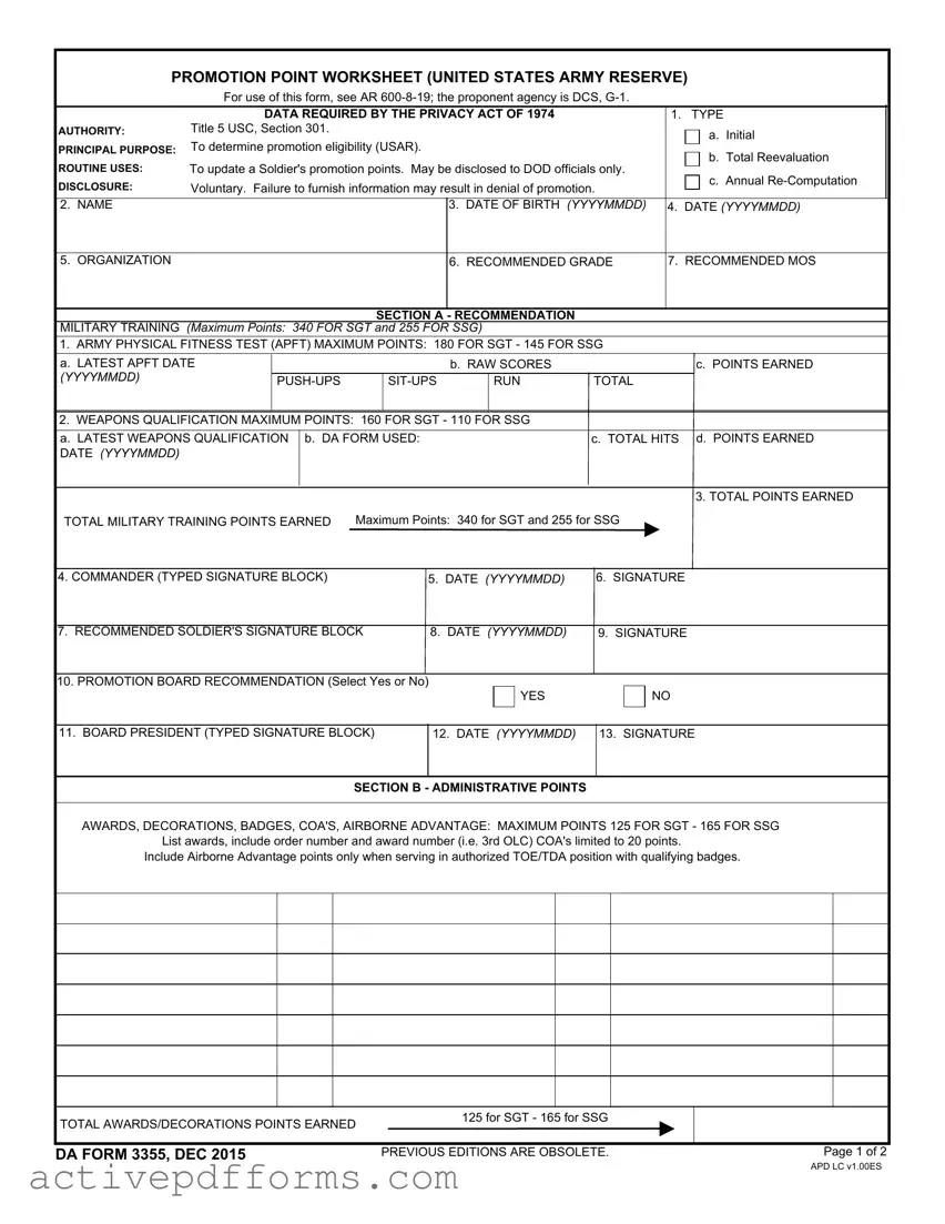 Free Da 3355 PDF Template