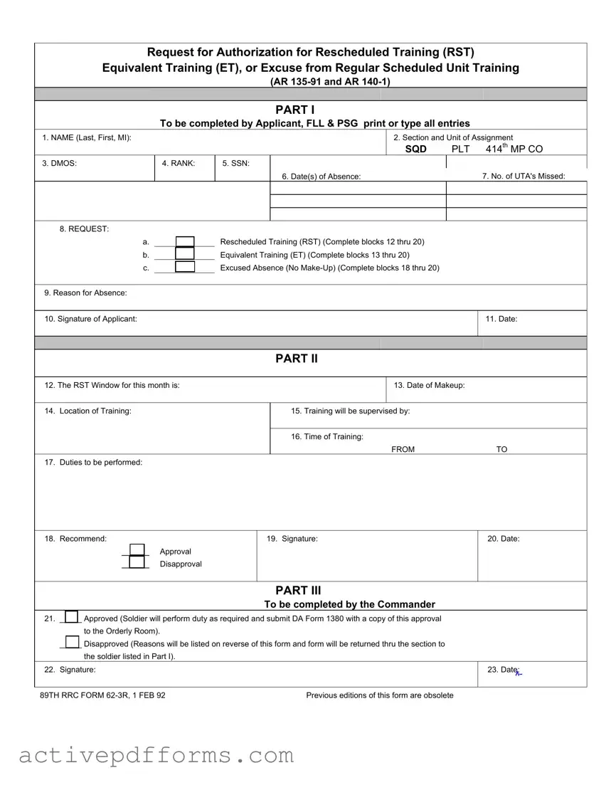 Free Rst Army PDF Template