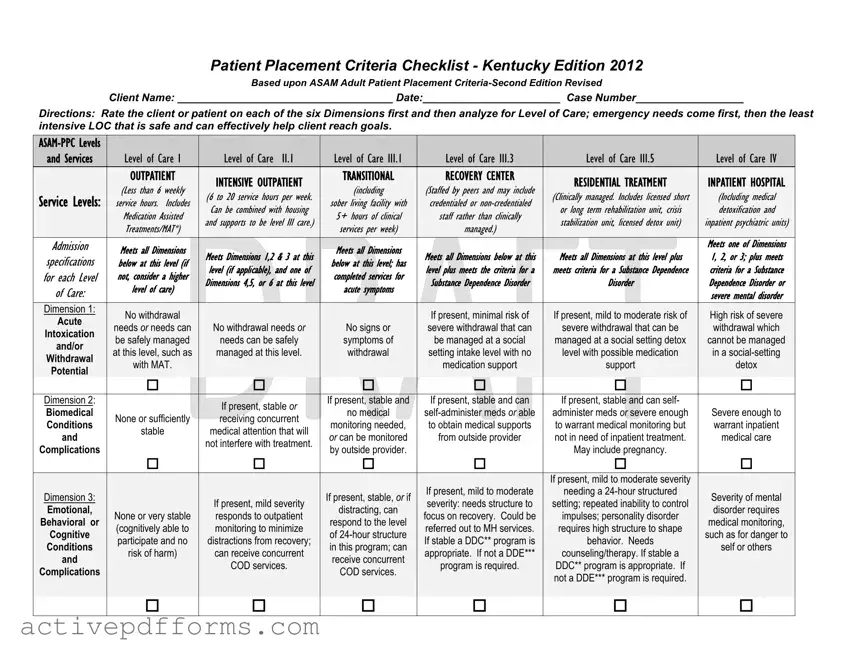Free Asam Level Of Care Cheat Sheet PDF Template