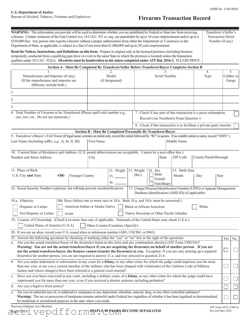 Free ATF 4473 PDF Template