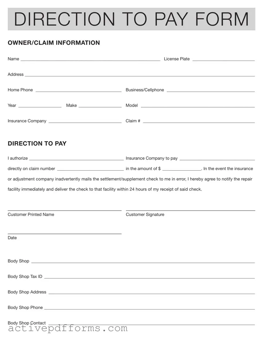 Free Authorization And Direction Pay PDF Template