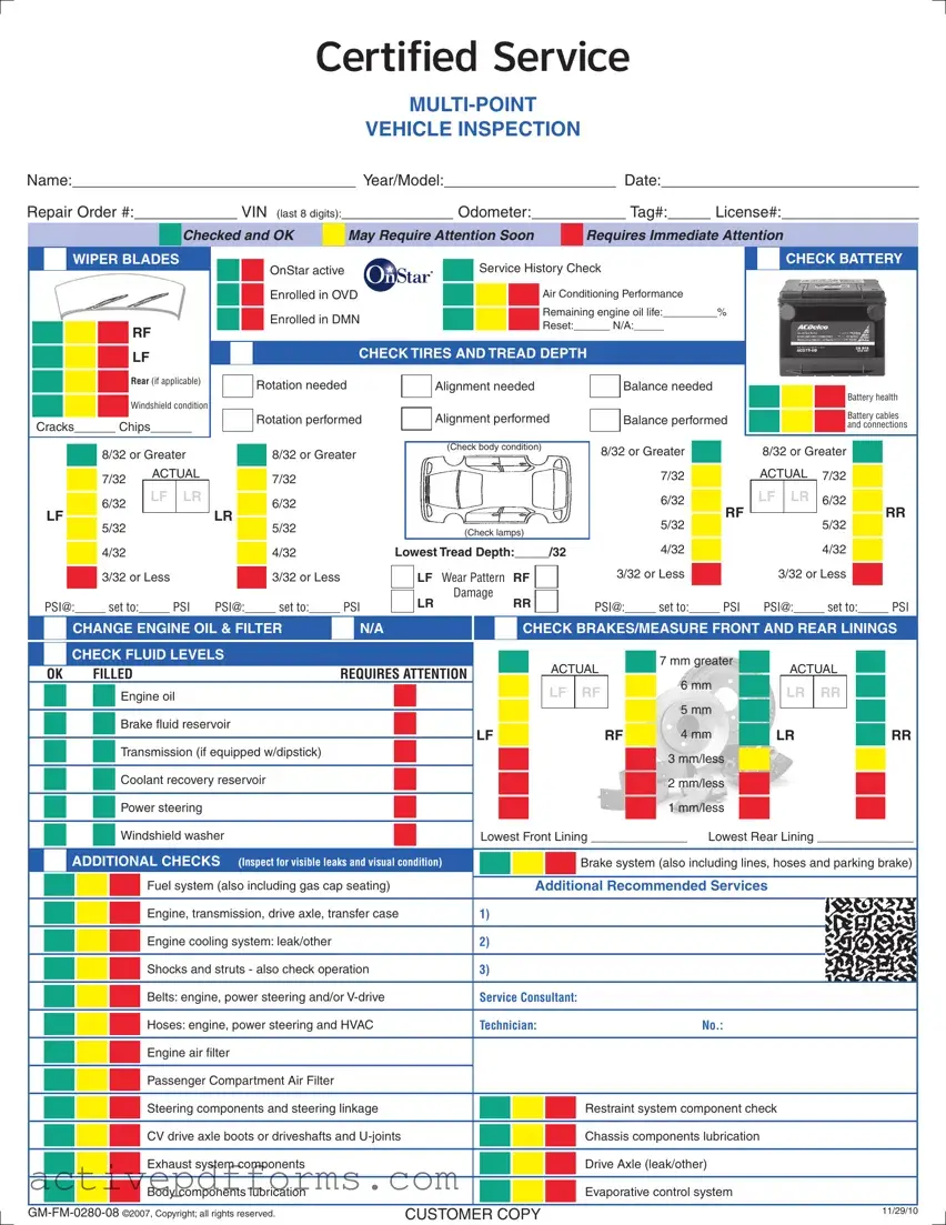 Free Automobile Service Checklist PDF Template