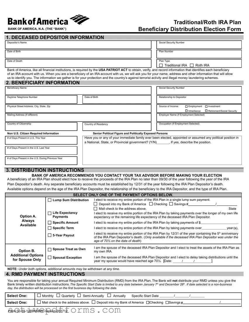 Free Bank Of America Beneficiary PDF Template