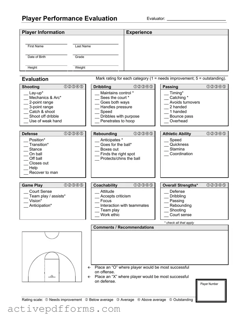 Free Basketball Evaluation PDF Template