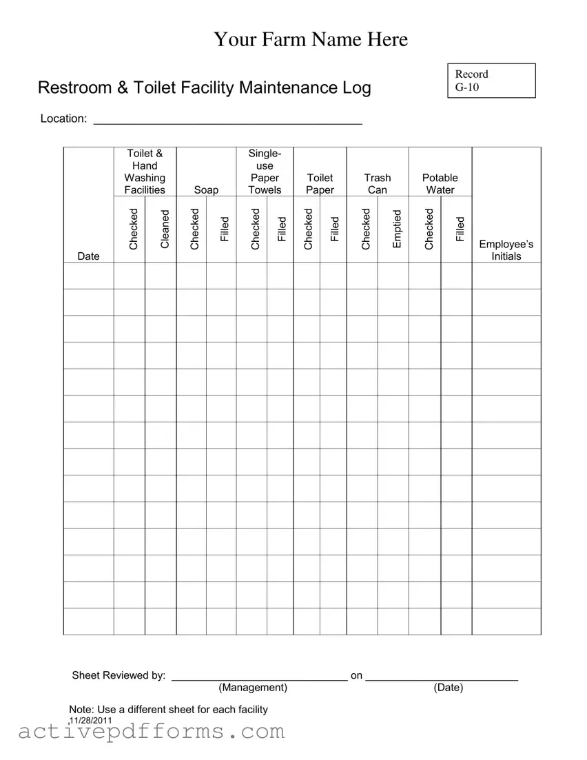 Free Bathroom Cleaning Log Sheet PDF Template