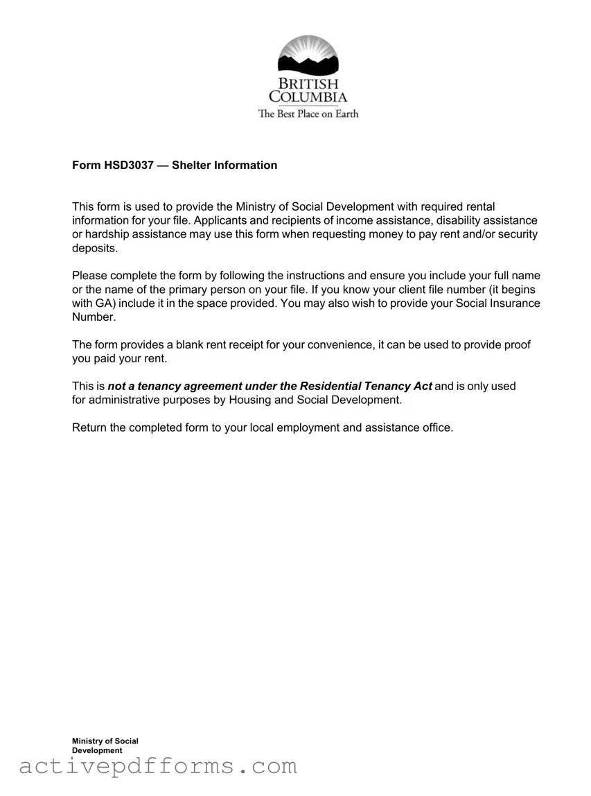 Free Bc Shelter Information PDF Template