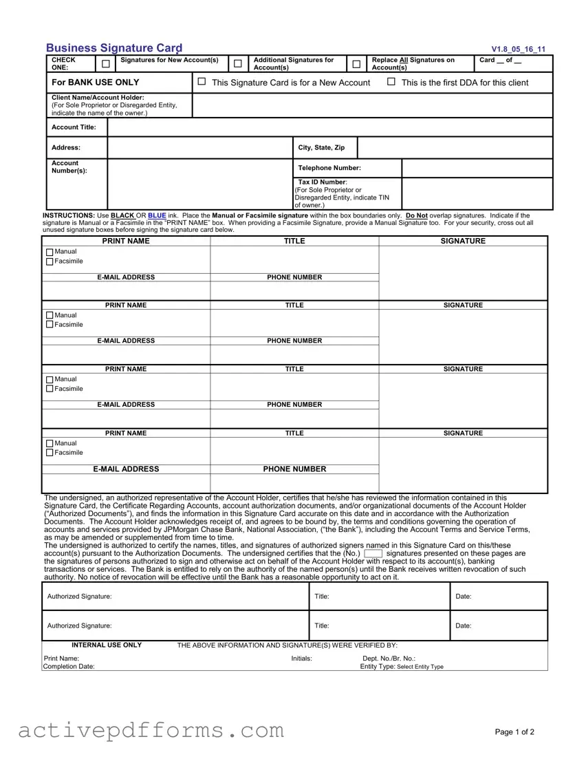 Free Business Signature Card PDF Template