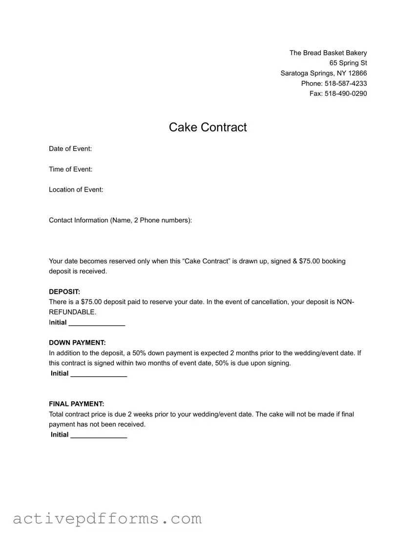 Free Cake Contract PDF Template