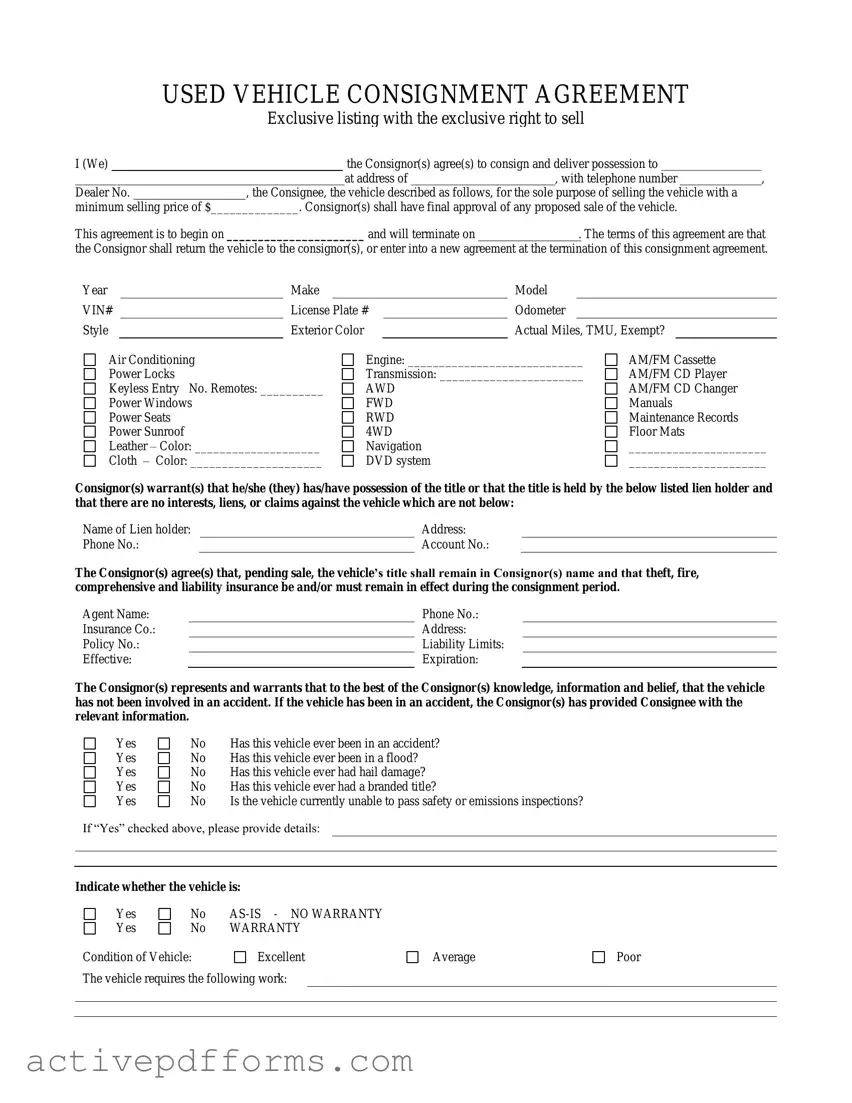 Free Car Consignment PDF Template