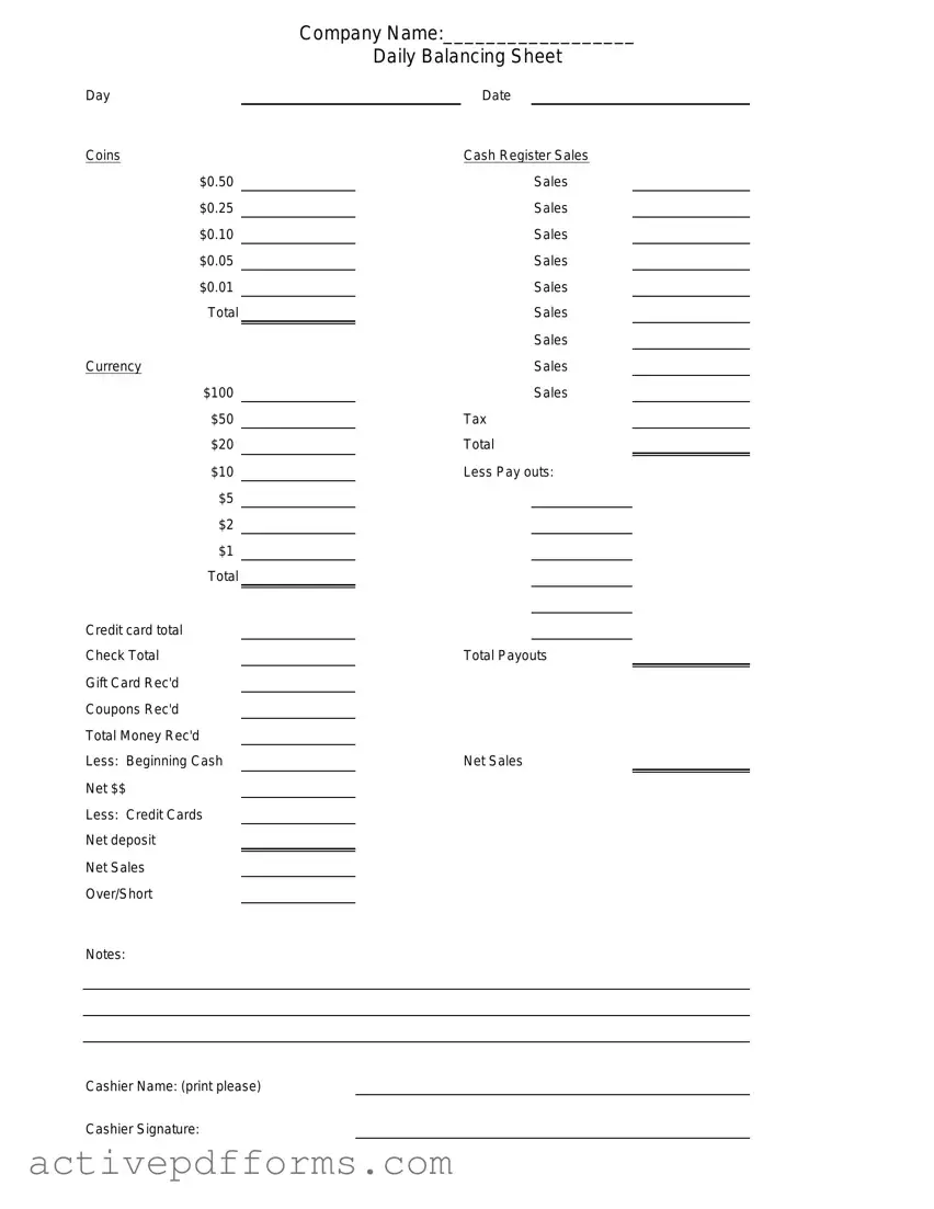 Free Cash Drawer Count Sheet PDF Template