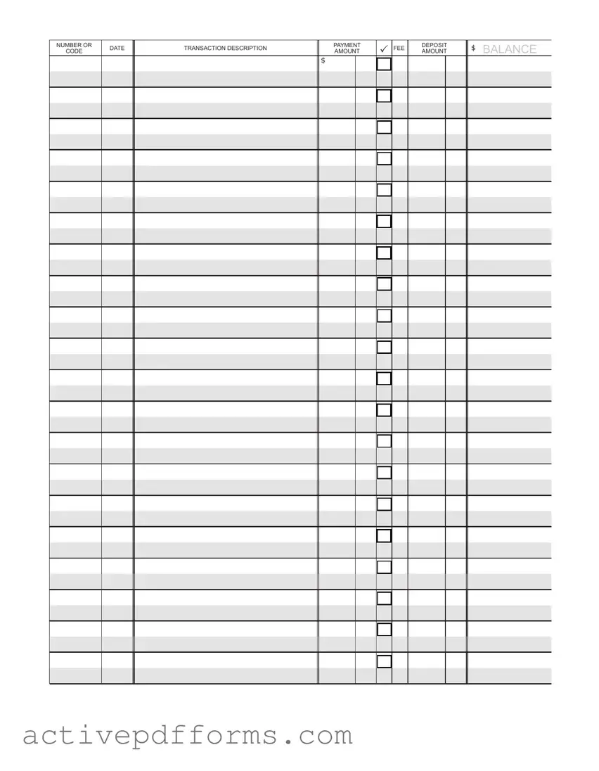 Free Check Register PDF Template