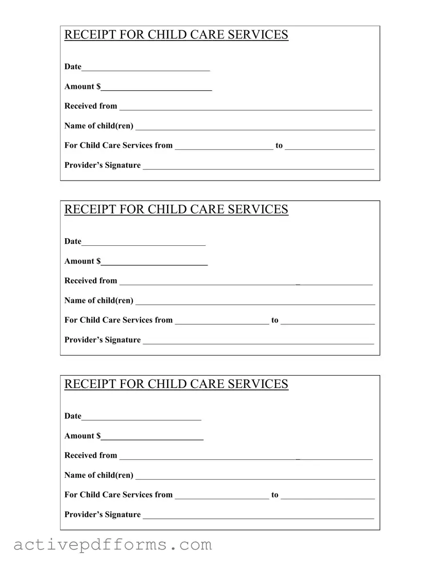 Free Childcare Receipt PDF Template