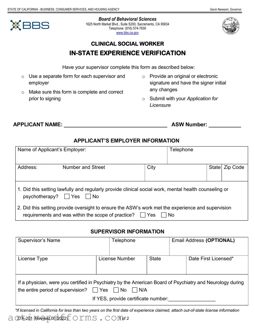 Free Clinical Social Experience Verification PDF Template