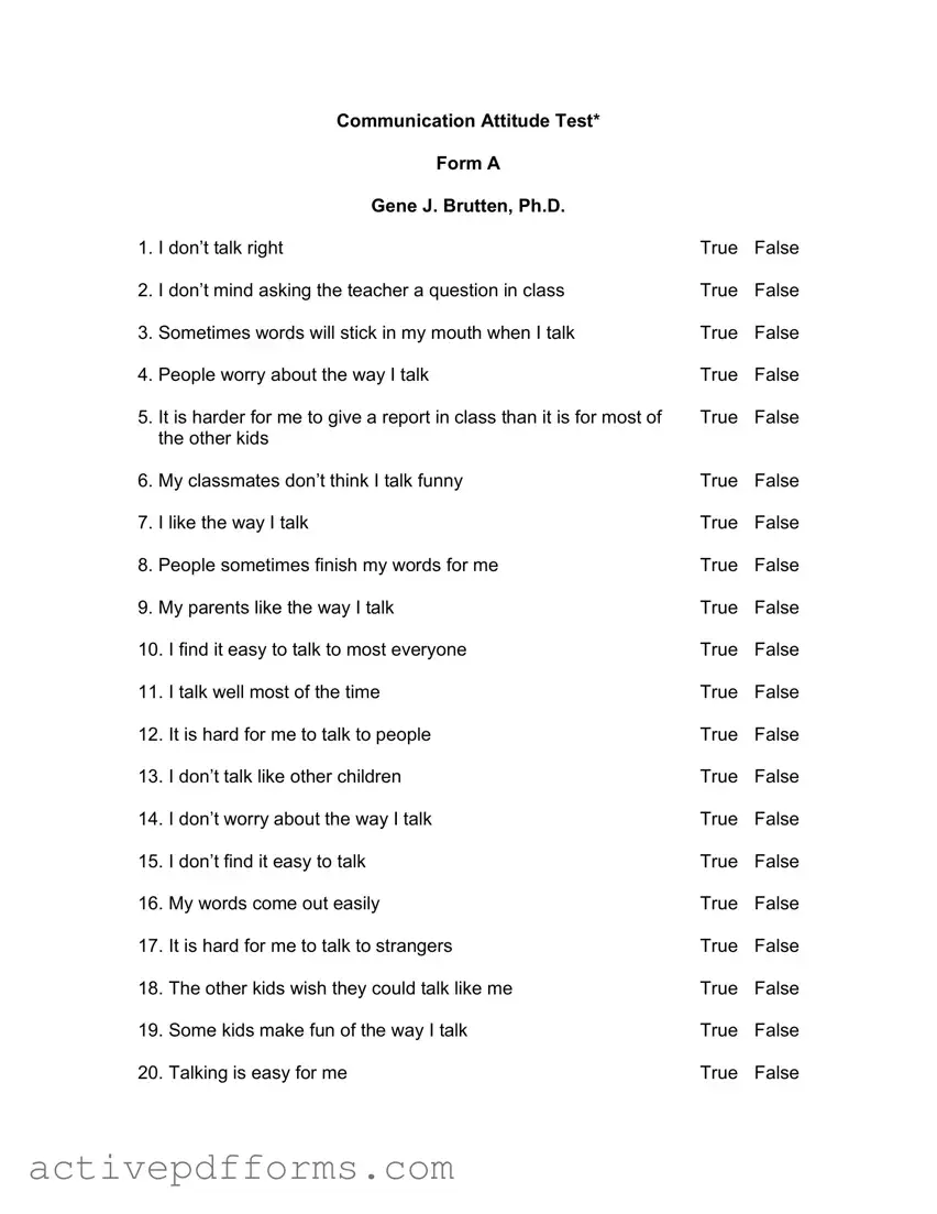 Free Communication Attitude Test A PDF Template