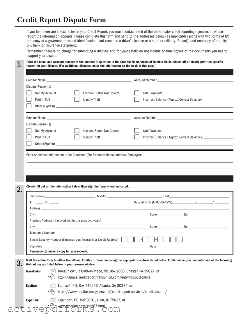 Free Credit Report Dispute PDF Template
