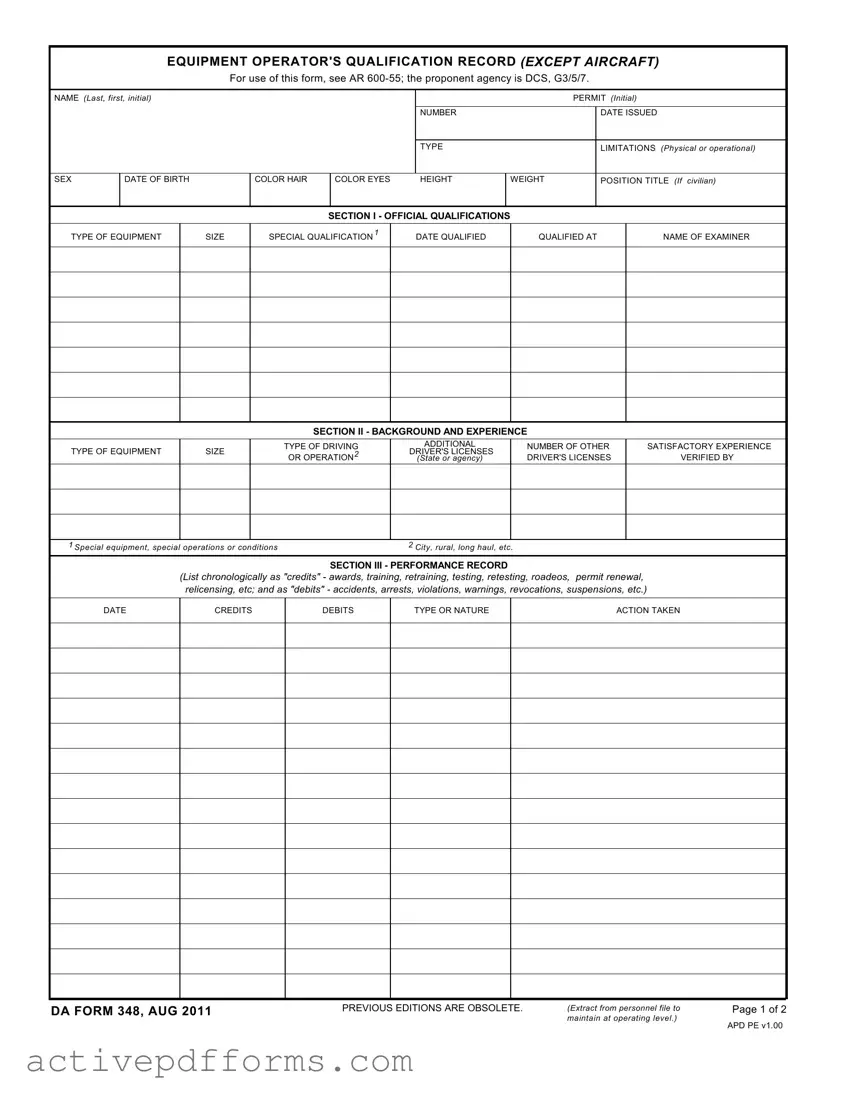 Free Da 348 PDF Template