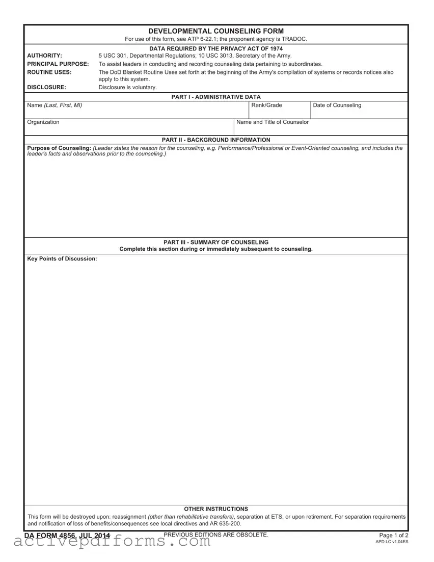 Free DA 4856 PDF Template