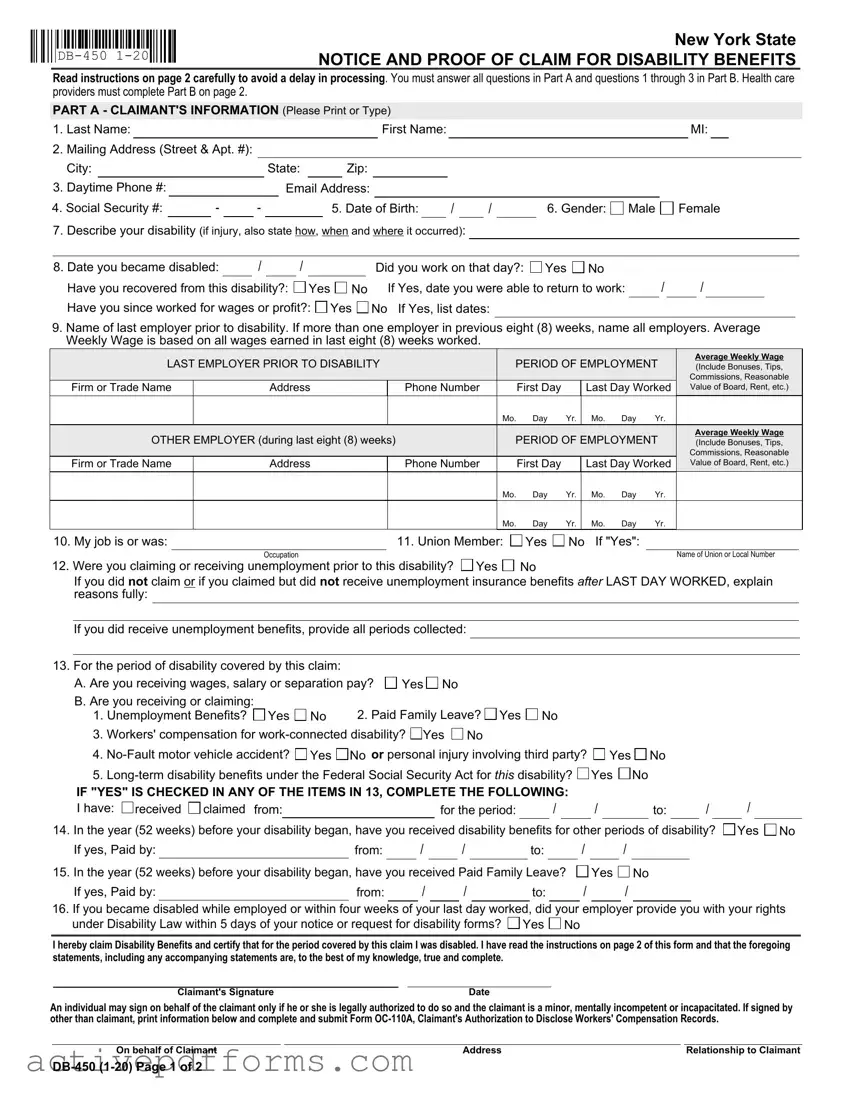 Free Db 450 Disability PDF Template