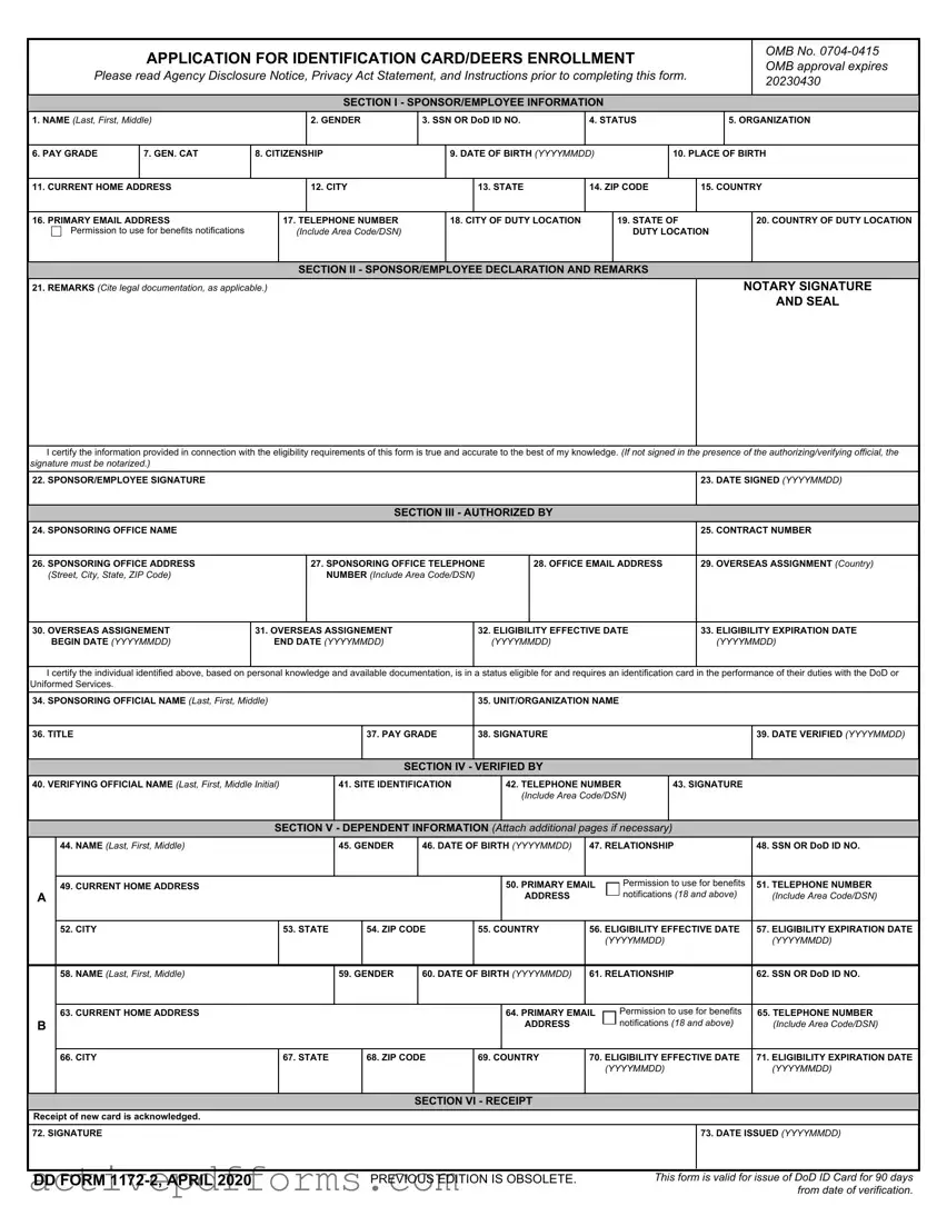 Free Dd 1172 2 PDF Template