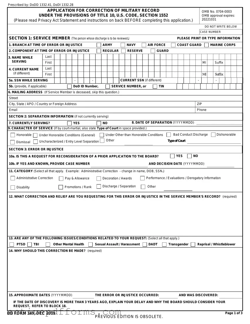 Free DD 149 PDF Template