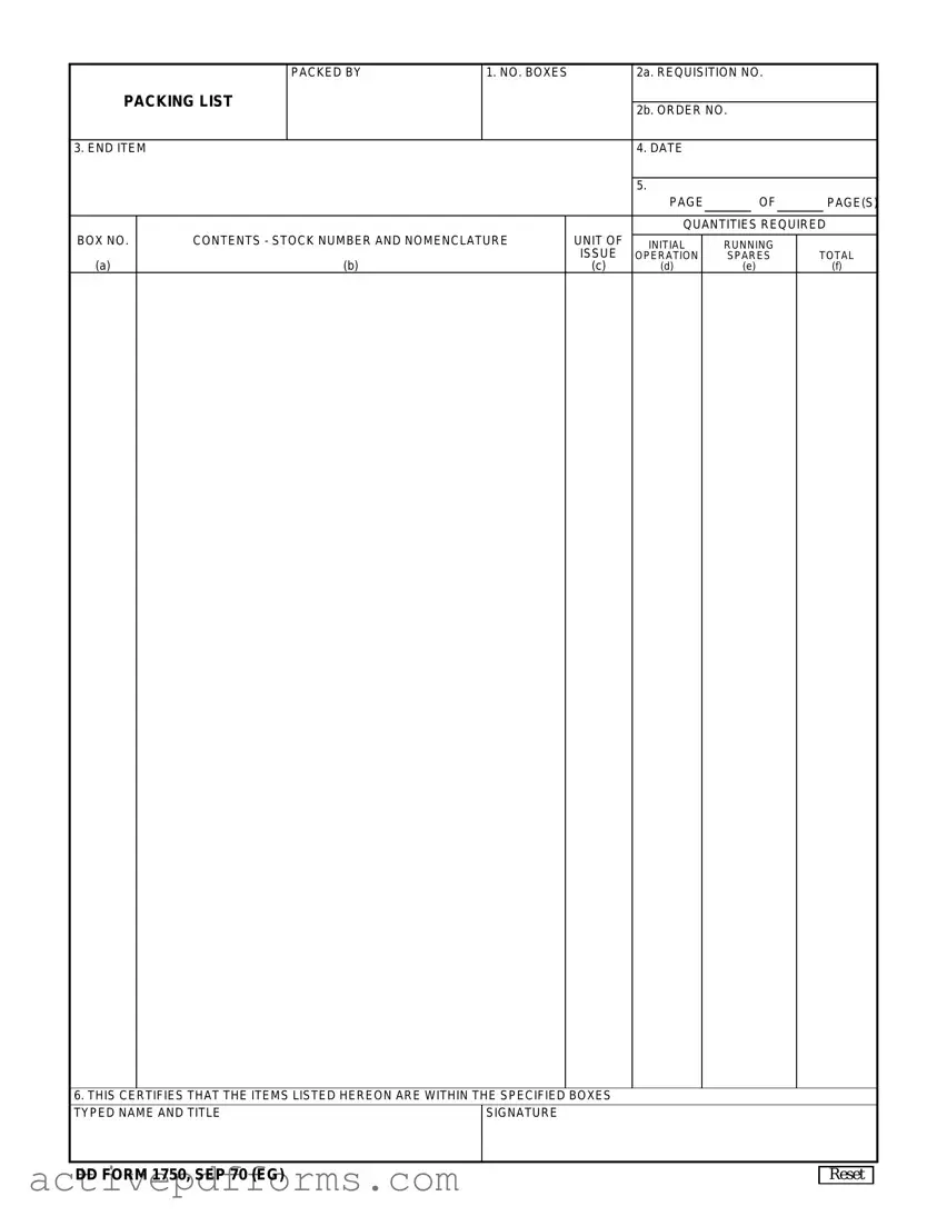 Free Dd 1750 PDF Template