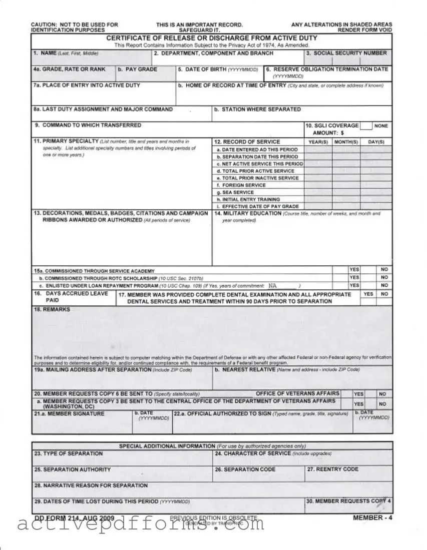 Free Dd 214 PDF Template