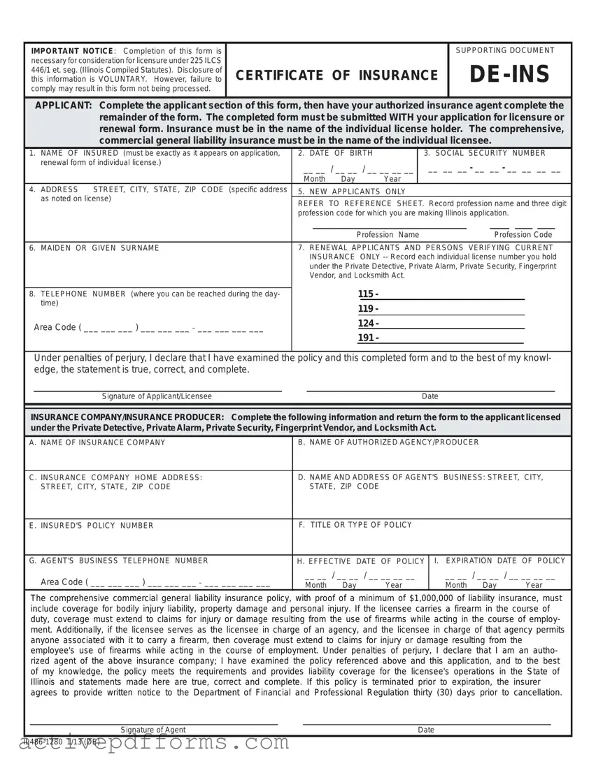 Free De Ins Illinois PDF Template