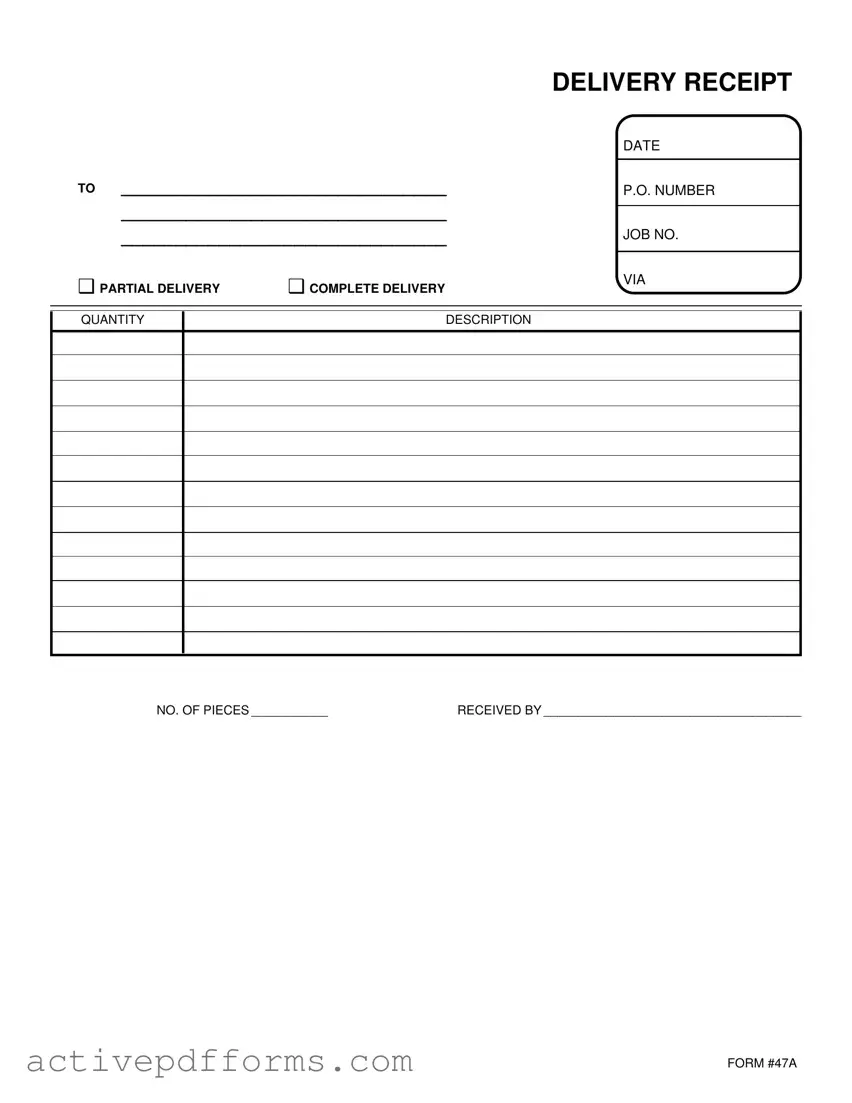 Free Delivery Receipt PDF Template