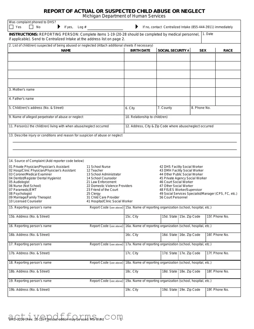 Free Dhs 3200 PDF Template