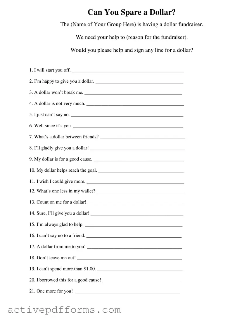 Free Donated A Dollar PDF Template