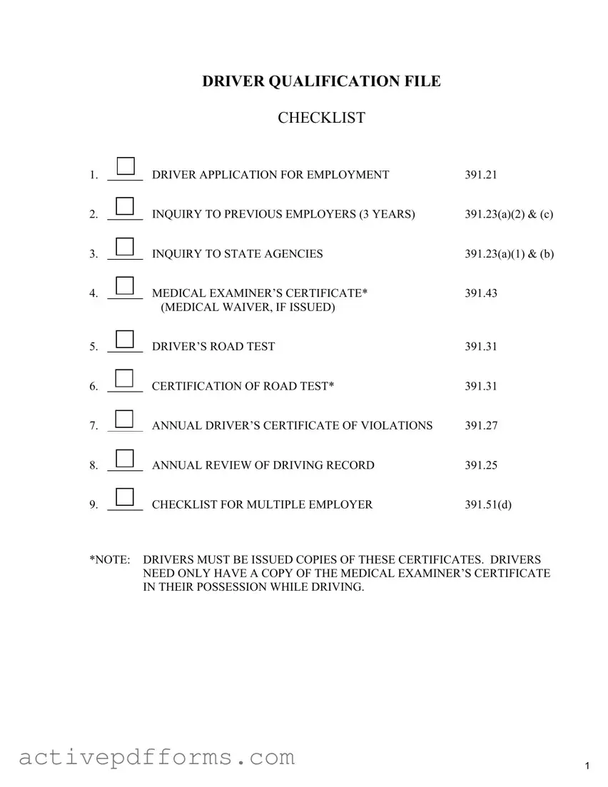 Free Driver Qualification PDF Template