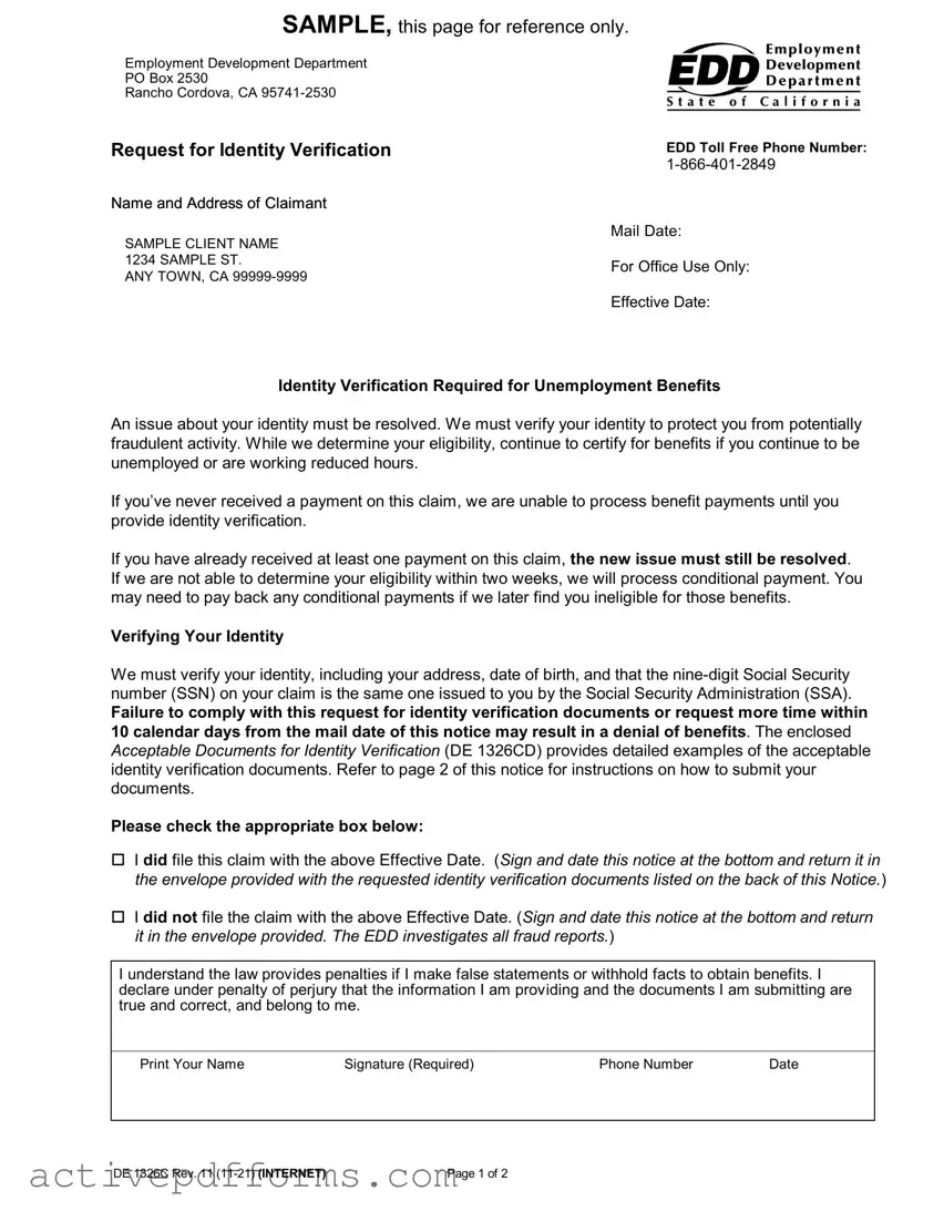 Free Edd Ideninty Verification PDF Template