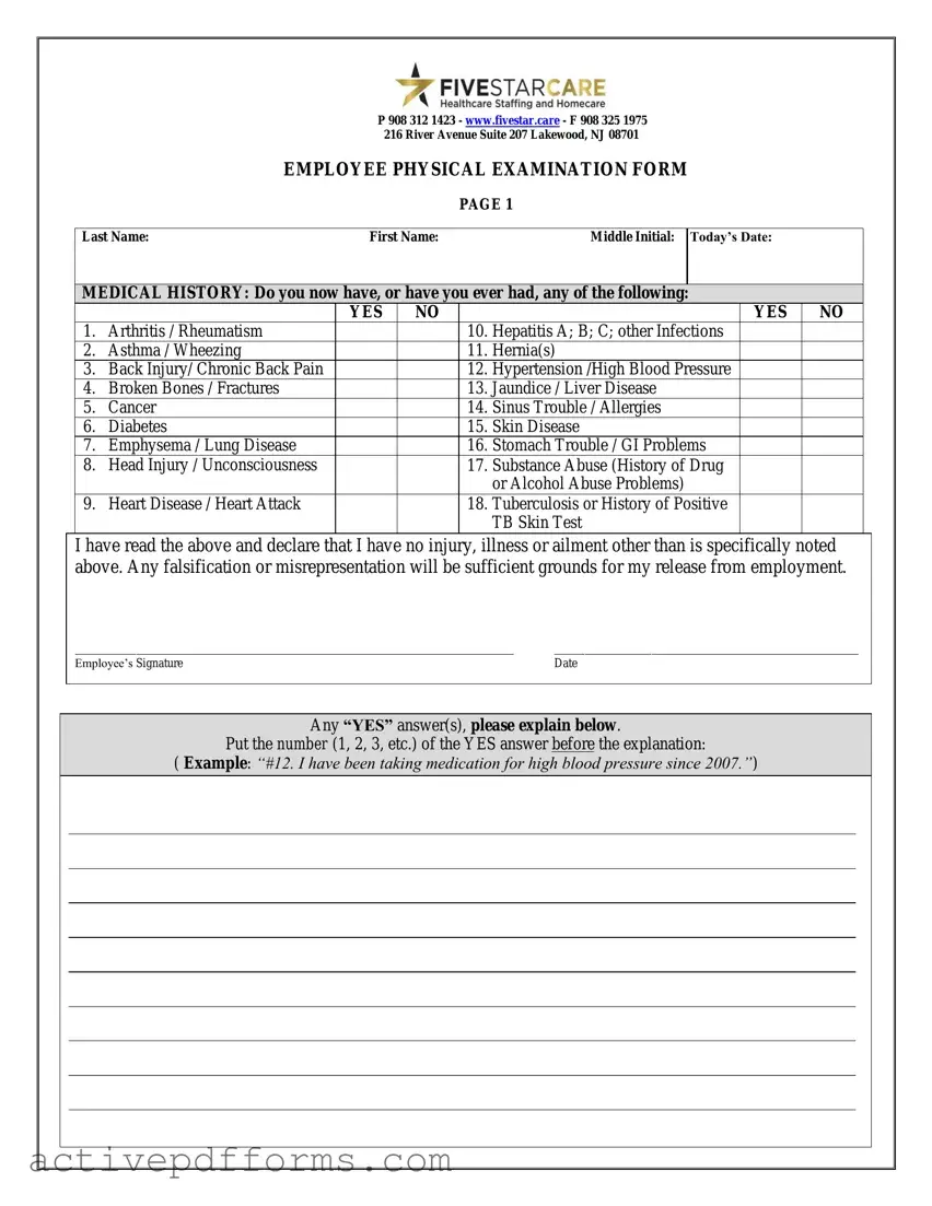 Free Employee Physical PDF Template