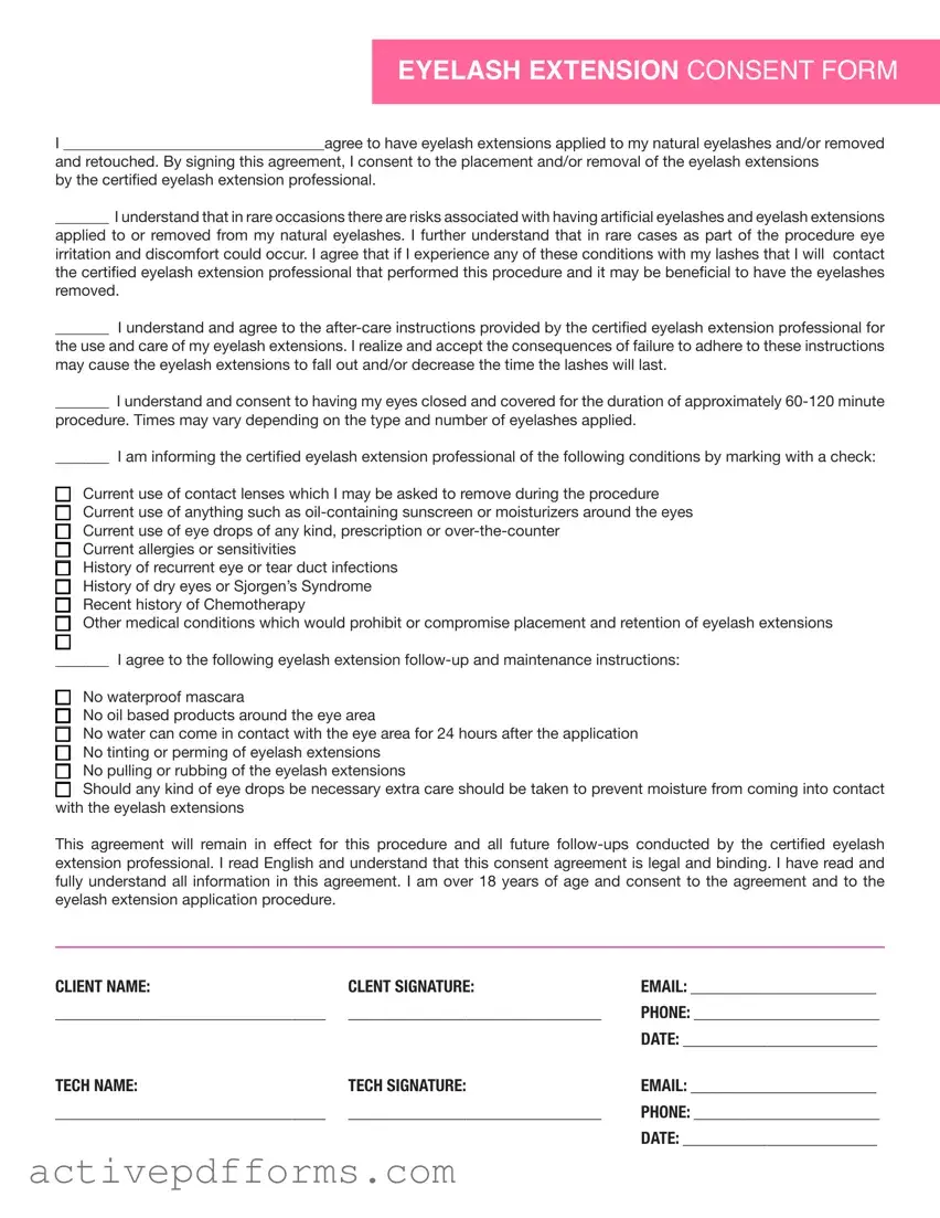 Free Eyelash Extension Consent PDF Template