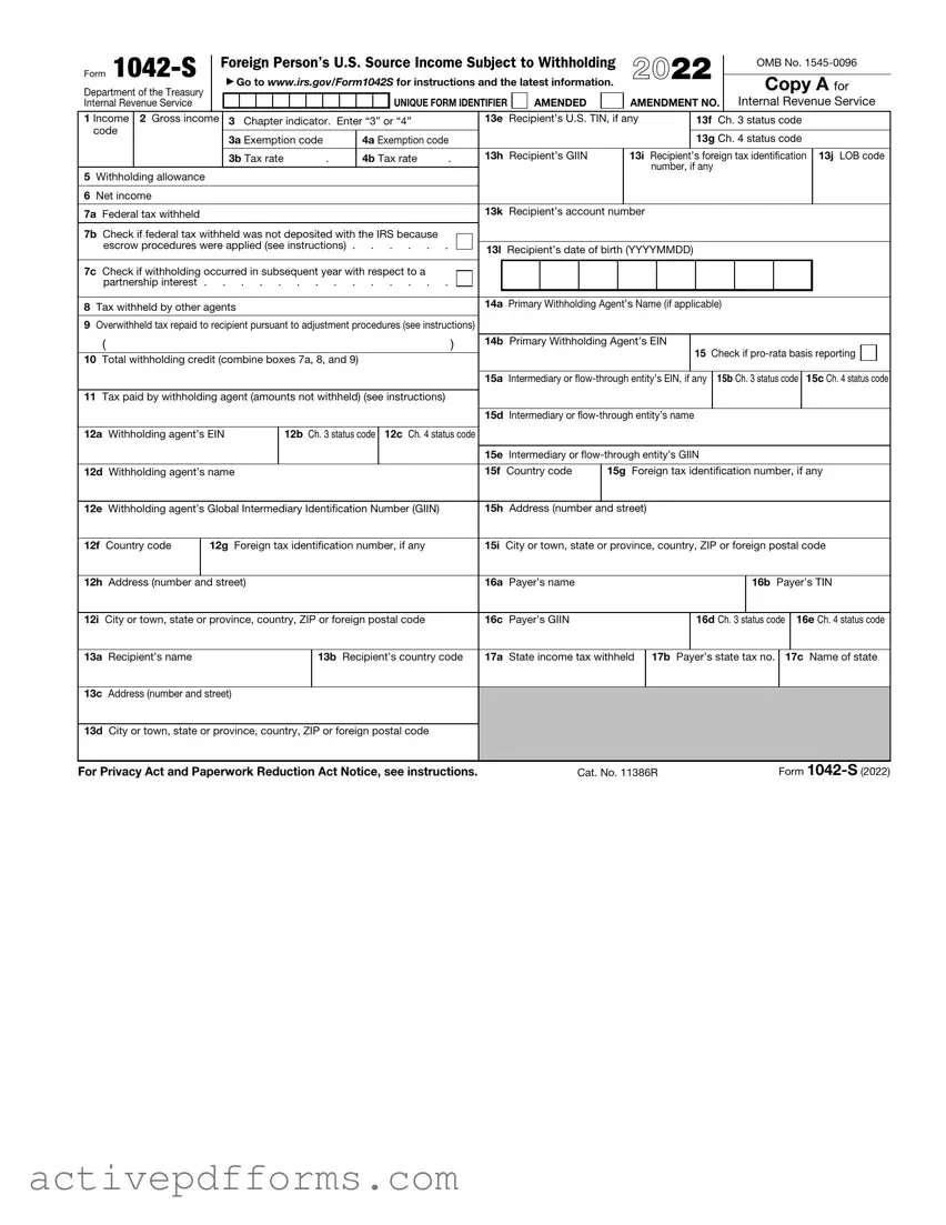 Free IRS 1042-S PDF Template