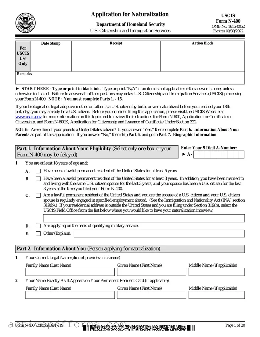 Free USCIS N-400 PDF Template